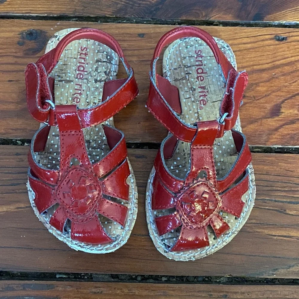 Stride Rite Red & Cork Lucia Strappy Sandals Size 4.5